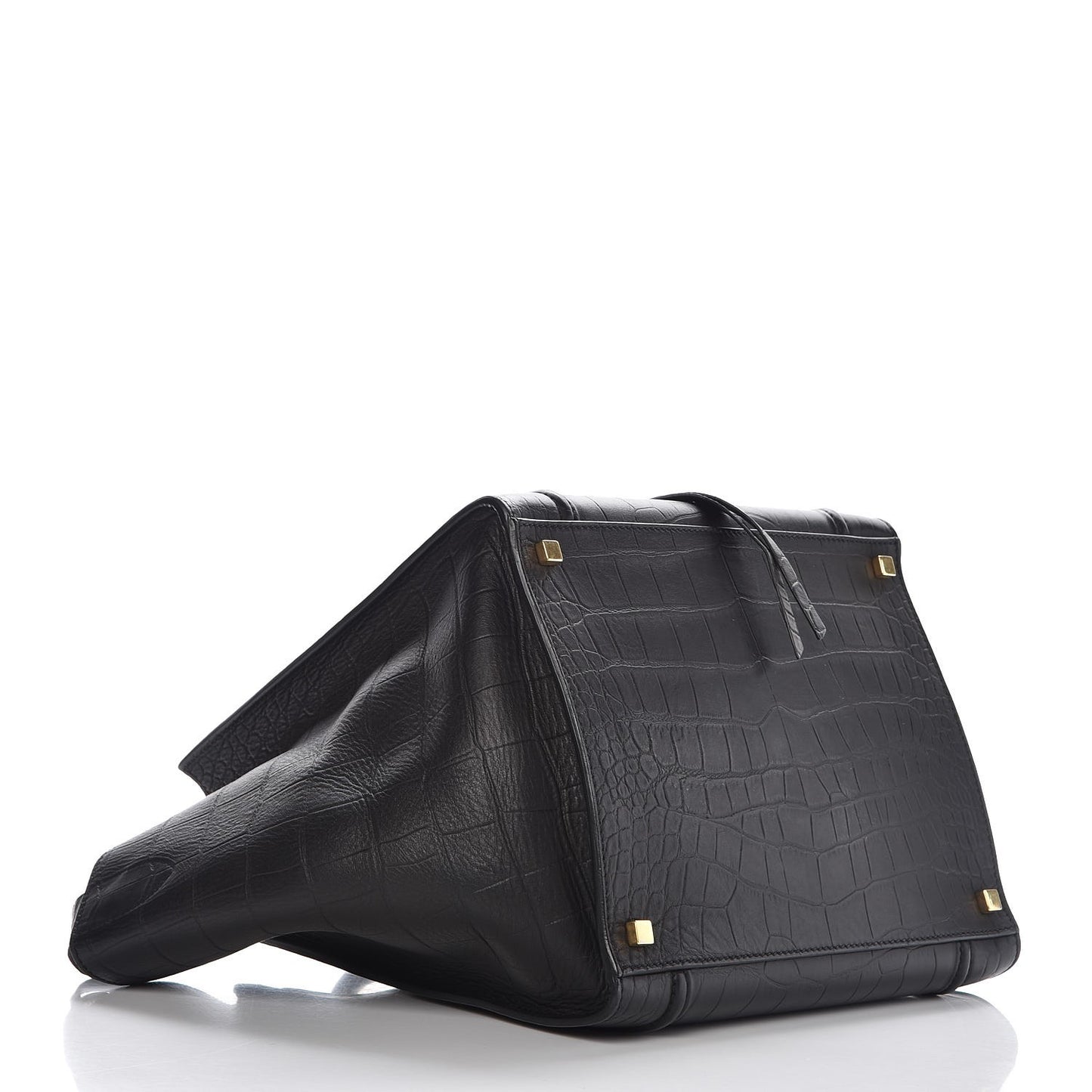 Crocodile Embossed Calfskin Medium Phantom Luggage Black