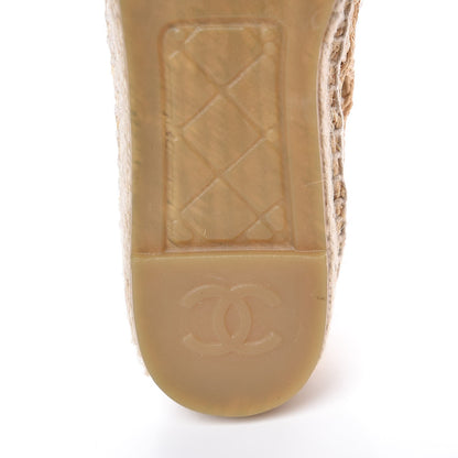 Chanel Raffia Fabric CC Espadrilles 38 Beige Black 11 of 12