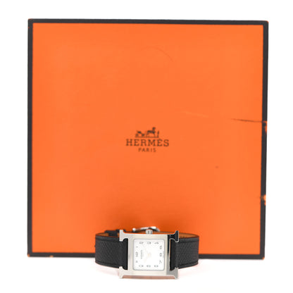 Hermes Stainless Steel Epsom 21mm Heure H Hour Quartz Watch Noir 9 of 10