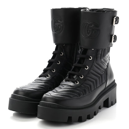 Gucci Nappa Frances GG Matelasse Platform Combat Boots 40 Black 3 of 13
