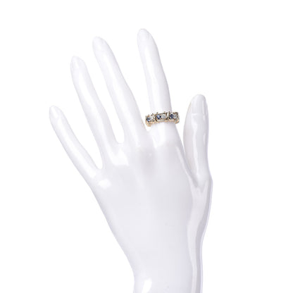 Tiffany 18K Yellow Gold Platinum Blue Sapphire Diamond Schlumberger Sixteen Stone Ring 52 6 2 of 5