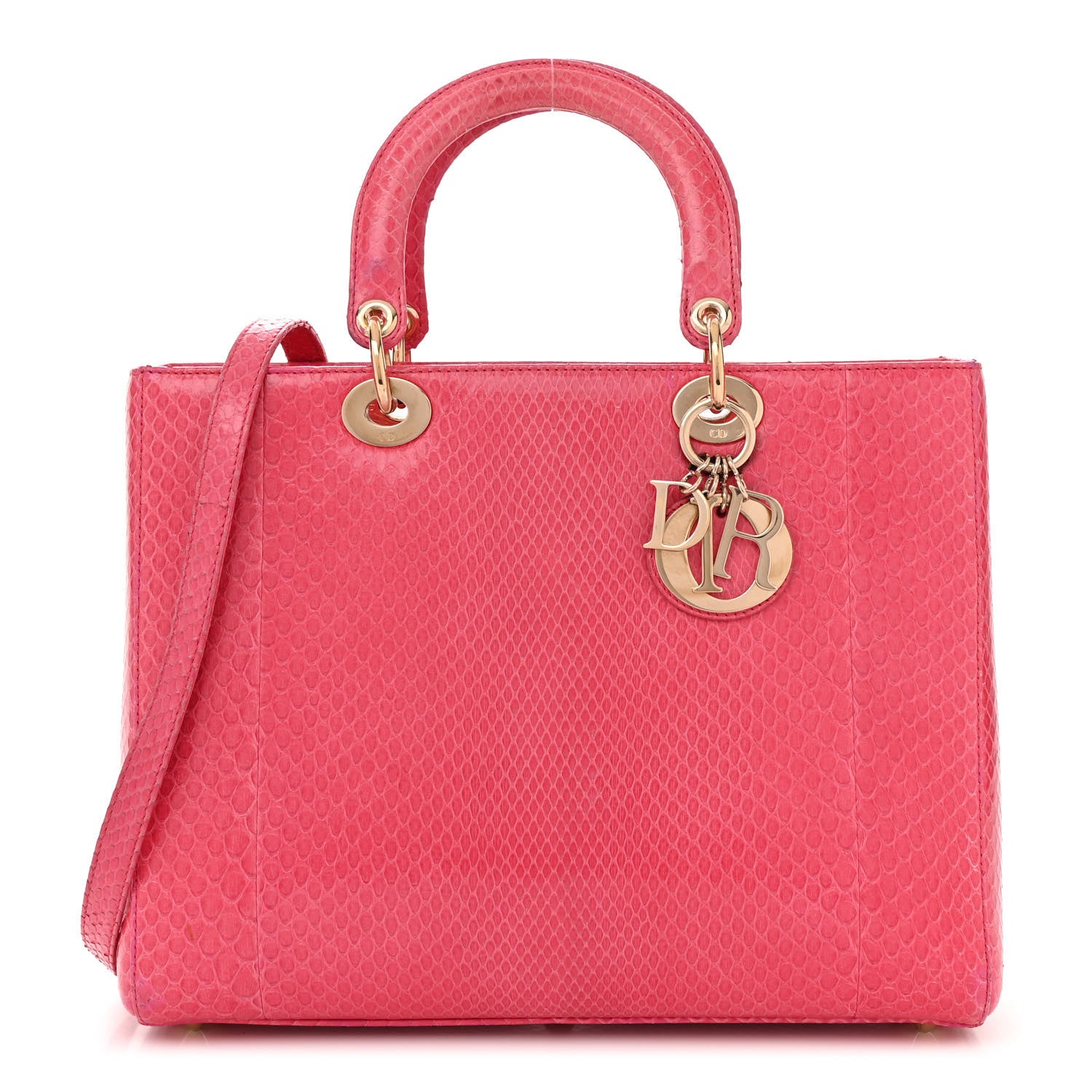 Christian Dior Snakeskin Large Lady Dior Pink 1 of 16