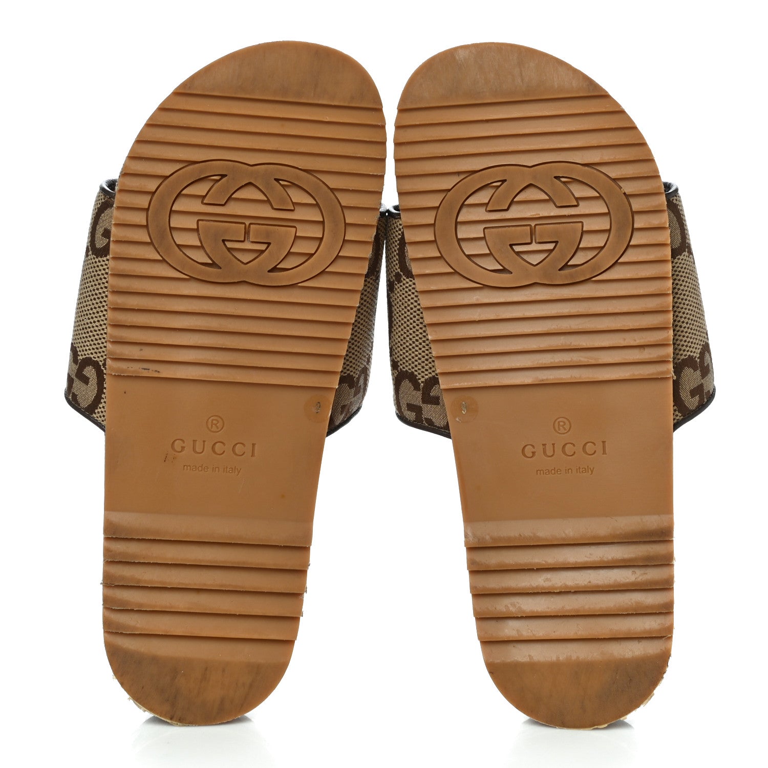 Gucci Monogram Jumbo GG Mens Slide Sandals 9 Camel Ebony 14 of 15