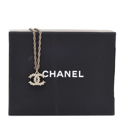 Chanel Crystal Pearl CC Pendant Necklace Gold 6 of 6