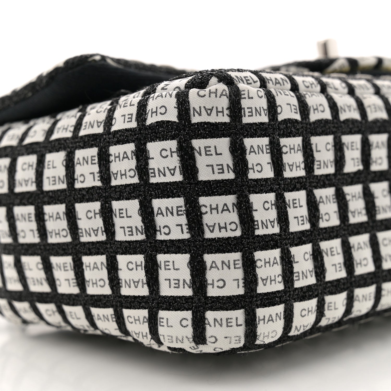 Chanel Ribbon Tweed Mini Rectangular Flap Black Ivory 1697961