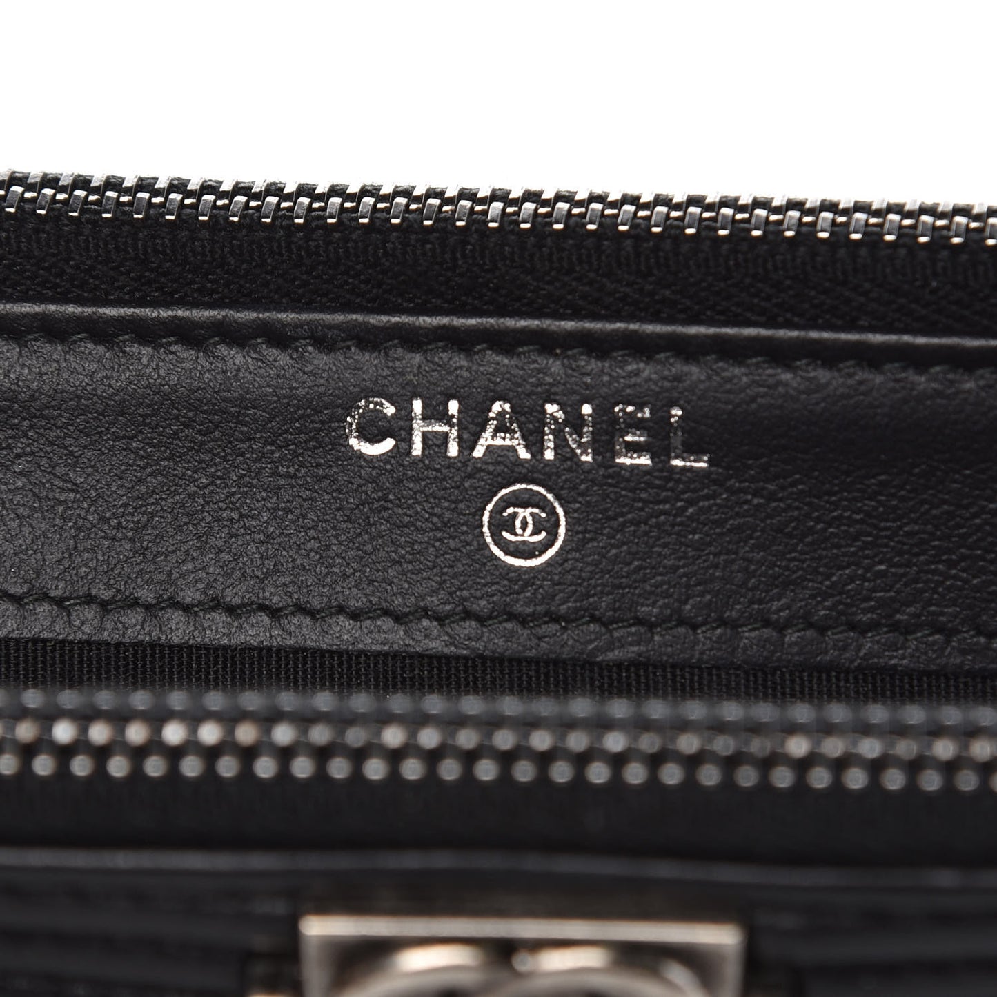 Calfskin Quilted Small Boy Clutch With Chain Black