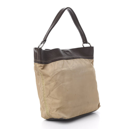 Prada Nylon Tessuto Vitello Daino Hobo Cammello Caffe 3 of 18