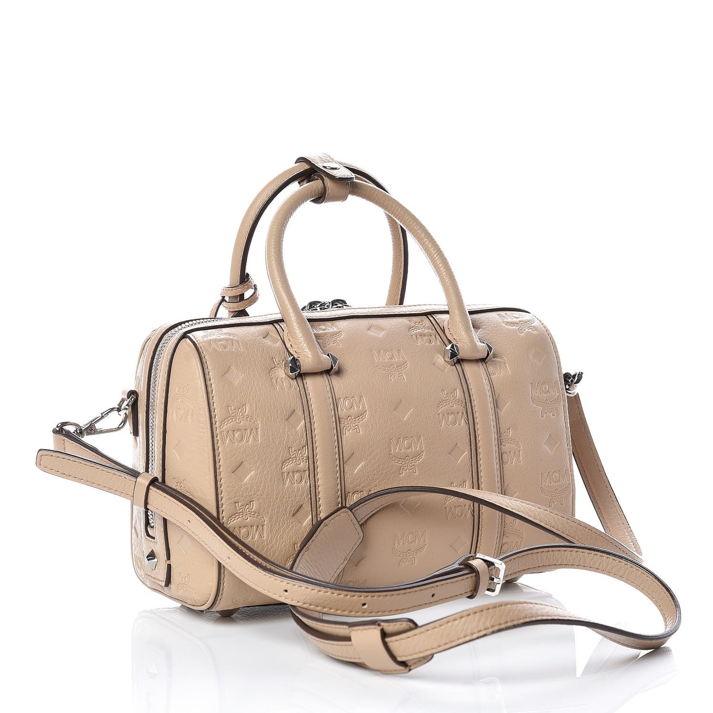 Calfskin Ottomar Monogram Small Boston Bag Beige