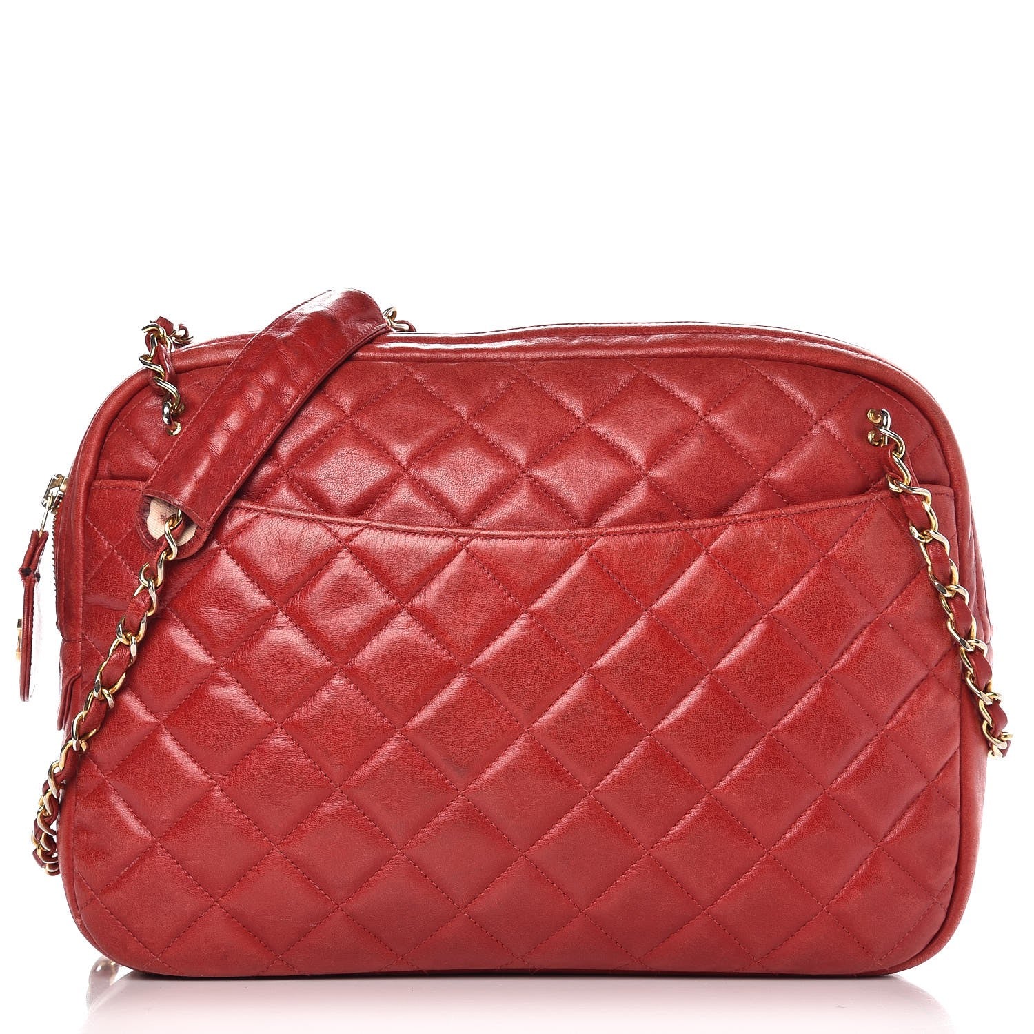 Chanel Lambskin Quilted Camera Case Bag Red 1 of 11