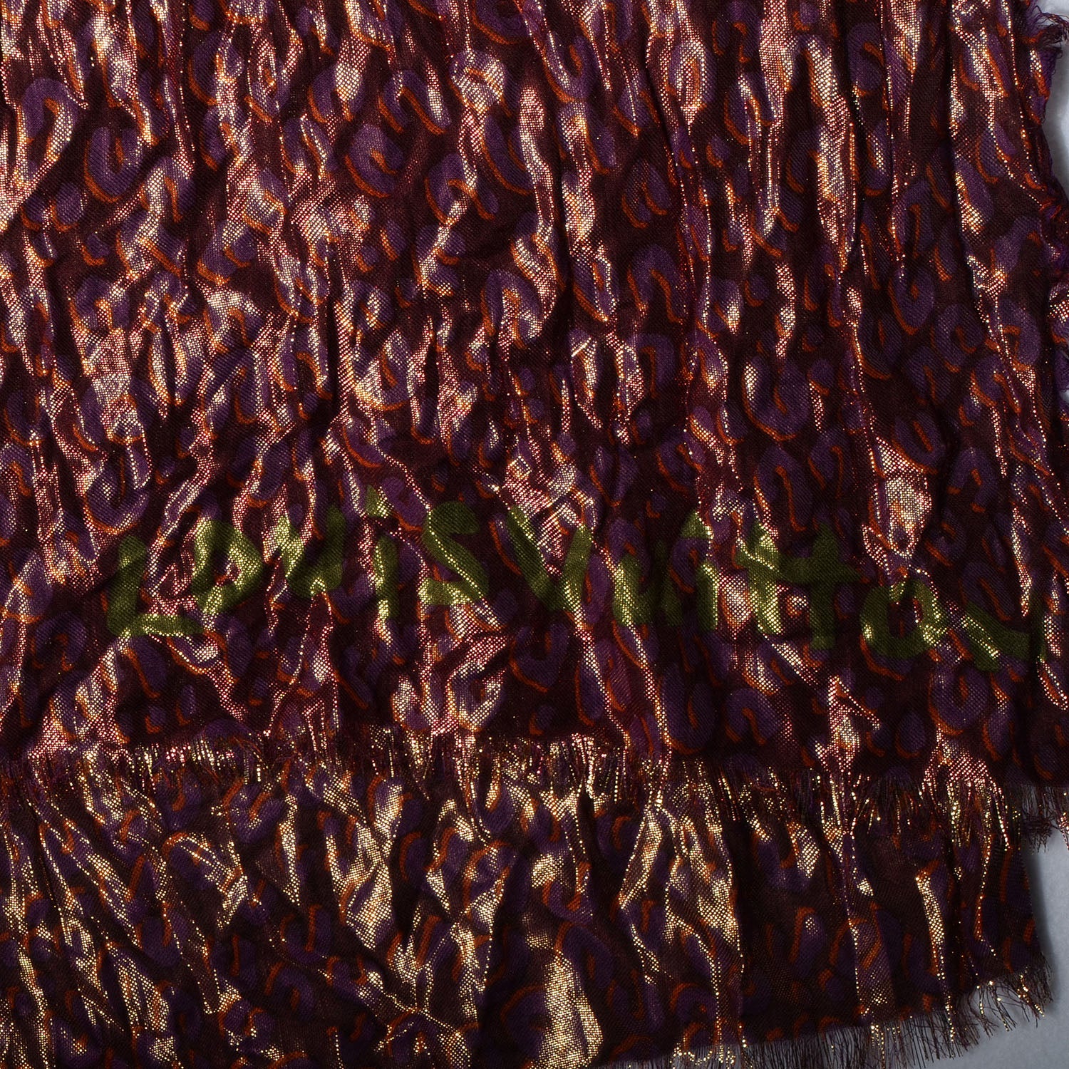Louis Vuitton Cashmere Silk Leopard Disco Etole Stole Prune 5 of 7
