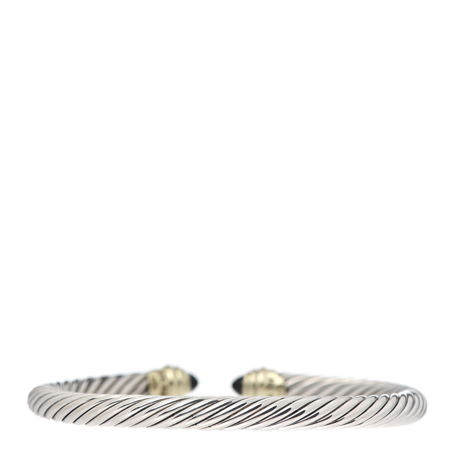 Sterling Silver 14K Yellow Gold Black Onyx 5mm Cable Classics Petite Color Bracelet