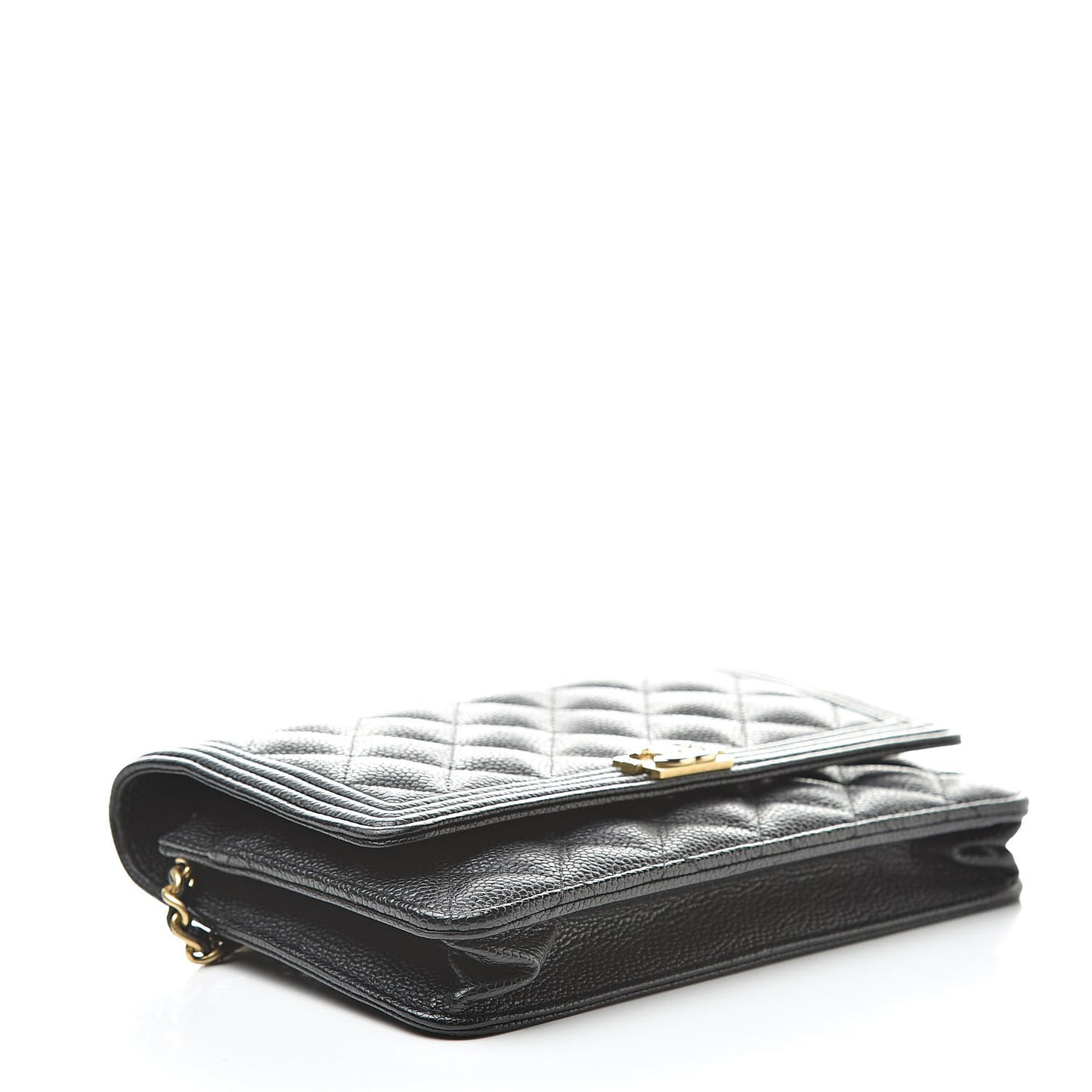 Caviar Quilted Boy Wallet On Chain WOC Black