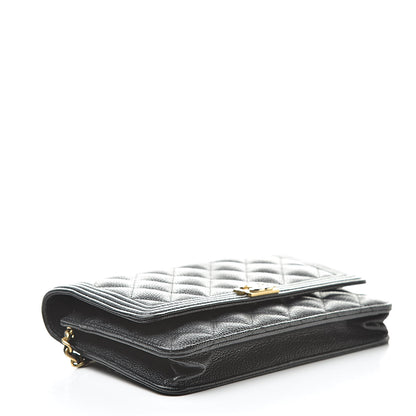 Chanel Caviar Quilted Boy Wallet On Chain WOC Black 4 of 12