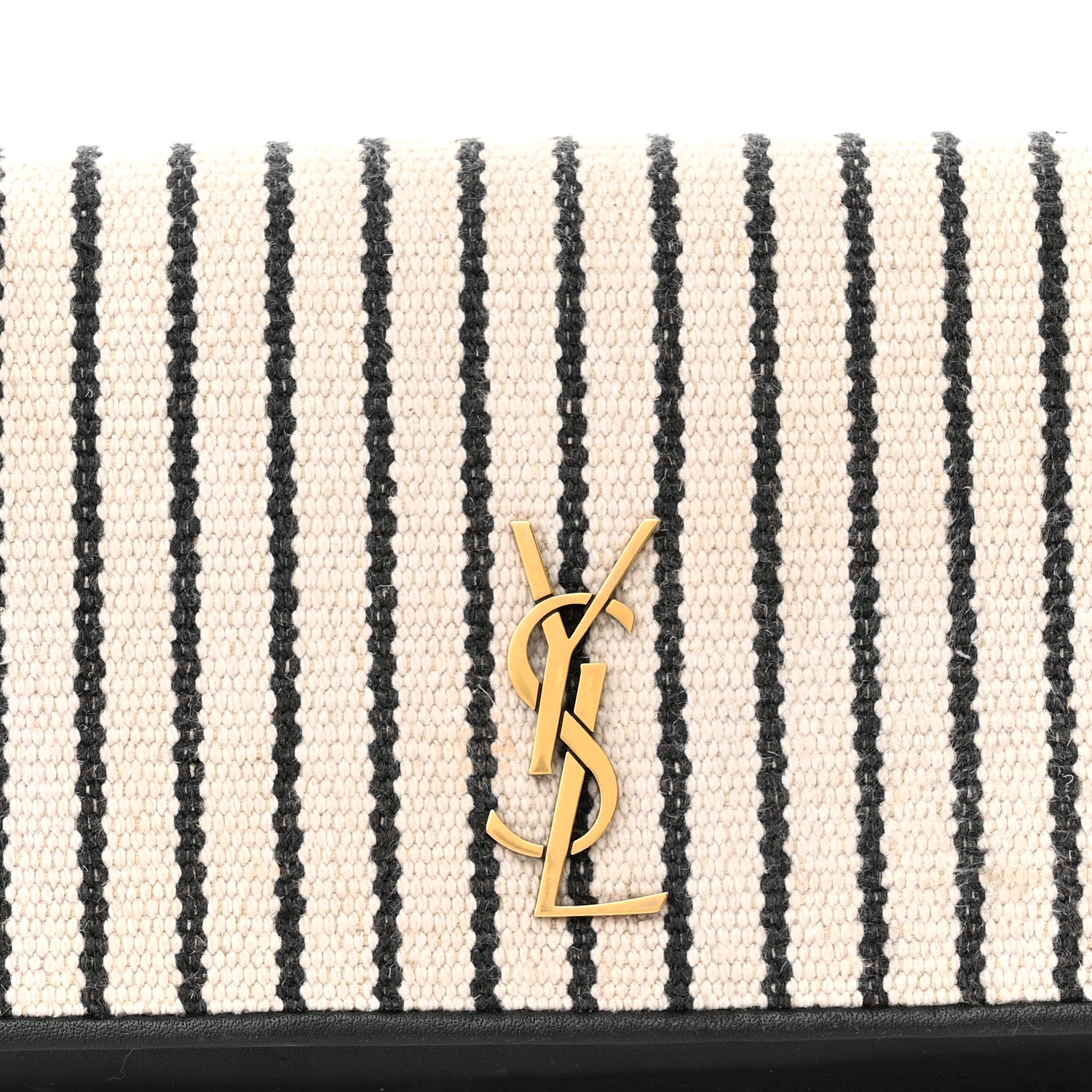 Saint Laurent Canvas Striped Phone Holder Crossbody Beige Black 7 of 11
