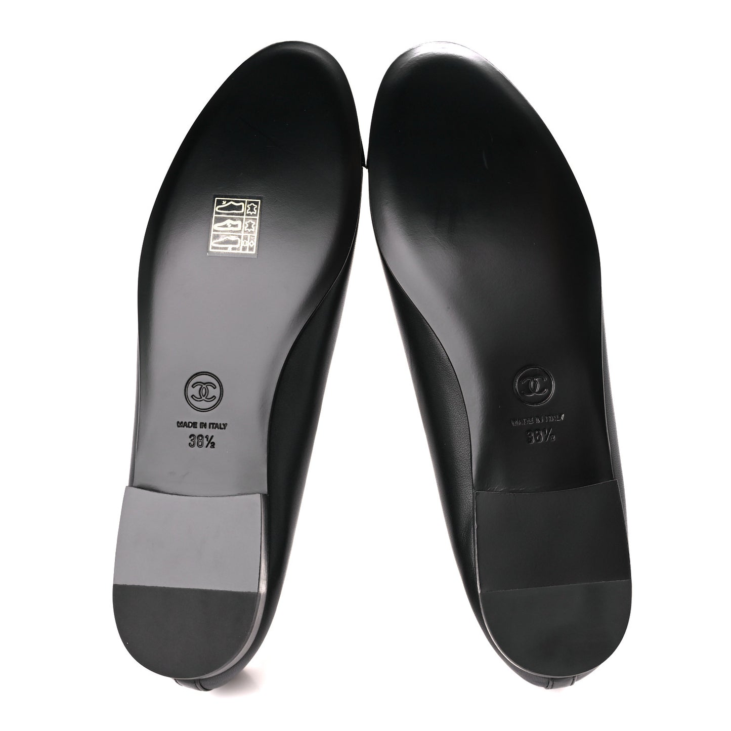 Lambskin Patent Cap Toe CC Ballerina Flats 38.5 Black
