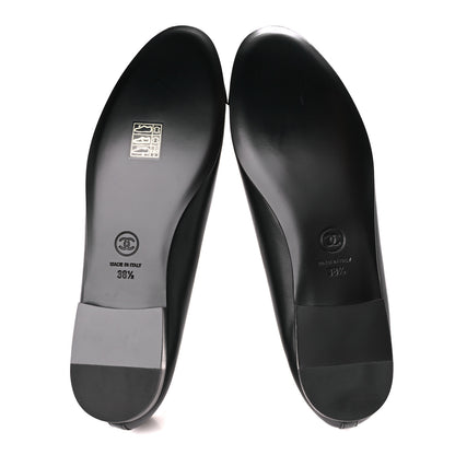 Chanel Lambskin Patent Cap Toe CC Ballerina Flats 38.5 Black 5 of 9