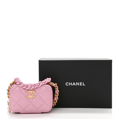 Chanel Lambskin Quilted Mini Lacquered Chain Clutch Pink 12 of 12