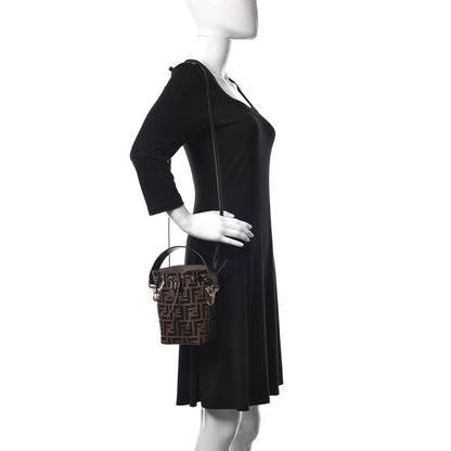 Fendi Vitello Liberty F is Fendi Bi-Color FF 1974 Embossed Mini Mon Tresor Bucket Bag Maya Black 2 of 9
