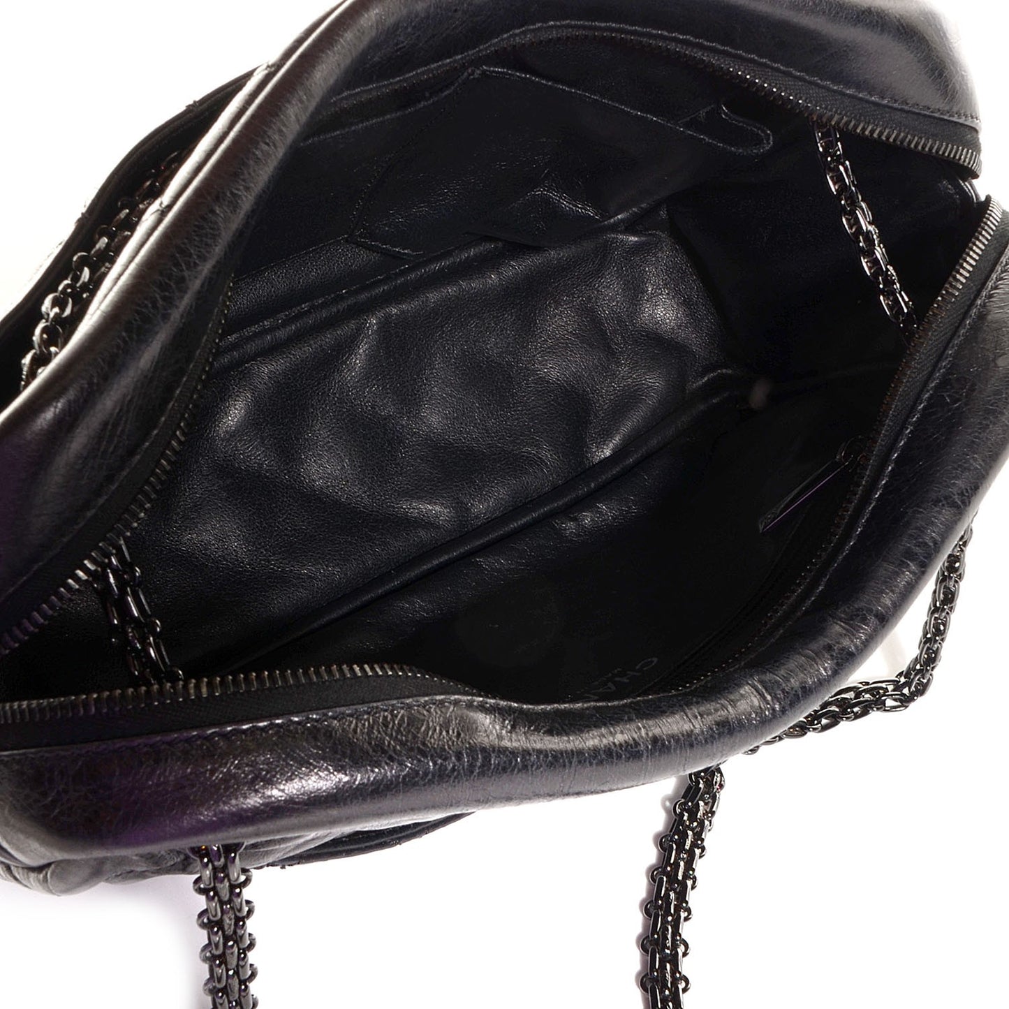 Metallic Aged Calfskin Quilted Medium Reissue Camera Case Black