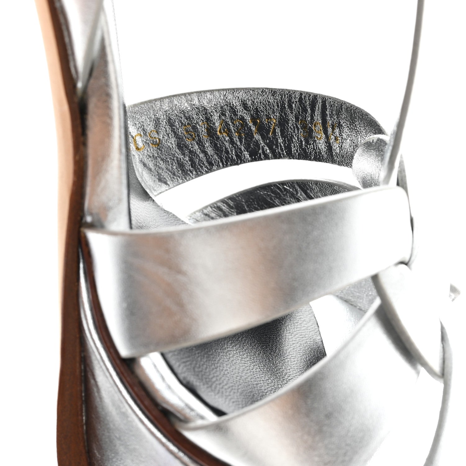 Saint Laurent Metallic Calfskin Tribute 105 Platform Sandals 39.5 Silver 9 of 11