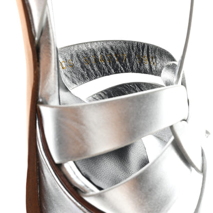 Saint Laurent Metallic Calfskin Tribute 105 Platform Sandals 39.5 Silver 9 of 11
