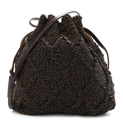 Chanel Calfskin Woven Drawstring Bag Dark Brown 1 of 9