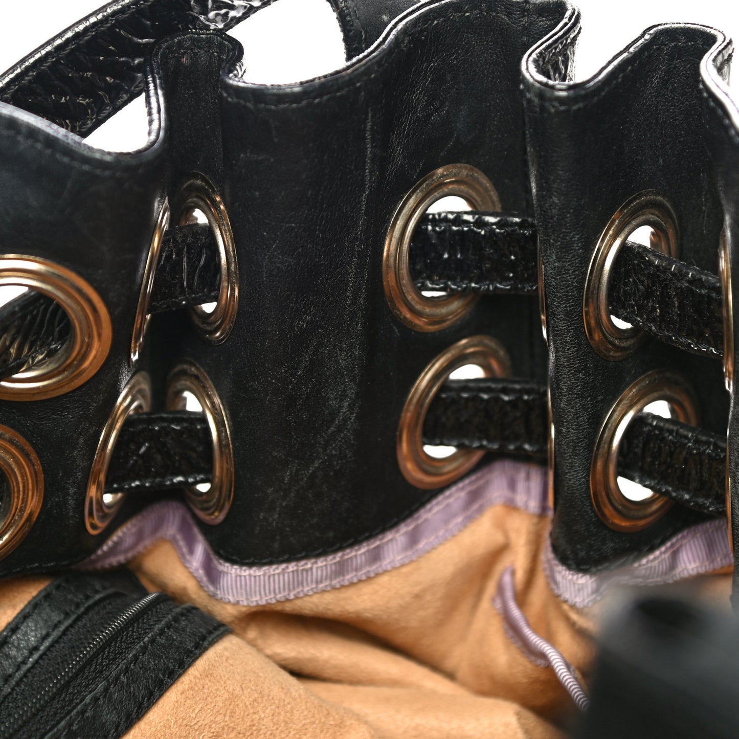 Crushed Patent Riki Bag Black