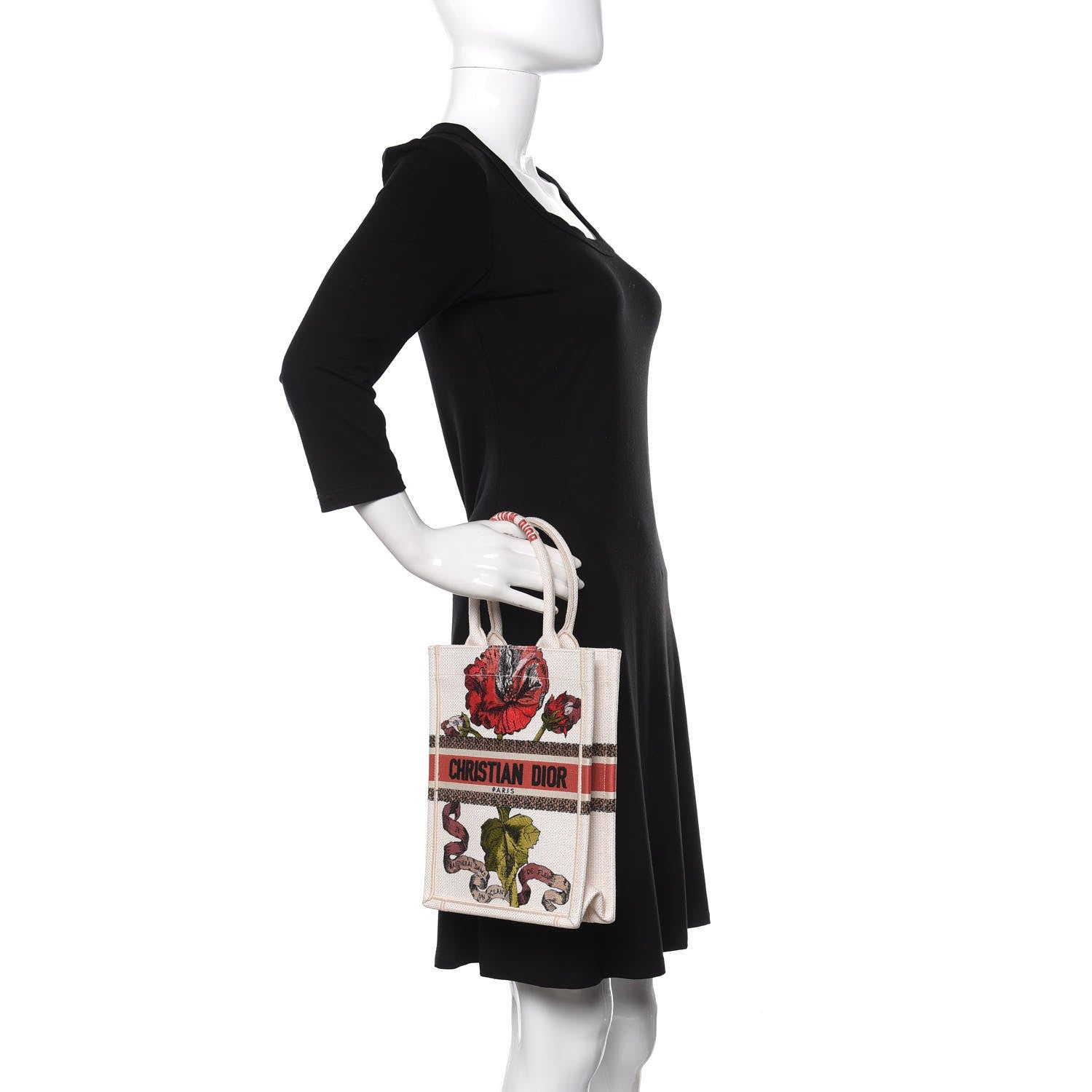Christian Dior Canvas Embroidered Vertical Fleurs Bibliques Book Tote Latte Multicolor 2 of 10