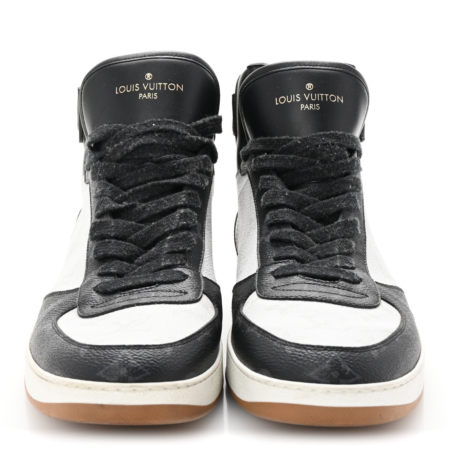 Louis Vuitton Calfskin Monogram Mens Rivoli High Top Sneakers 9.5 Black 3 of 9