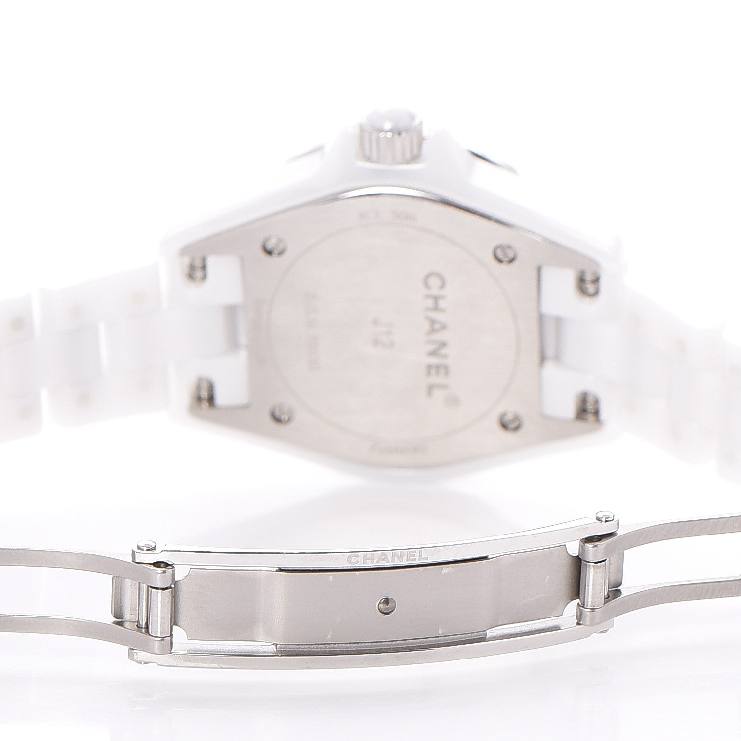 Chanel Stainless Steel Ceramic Diamond Pink Sapphire 29mm J12 Quartz Watch White 6 of 8