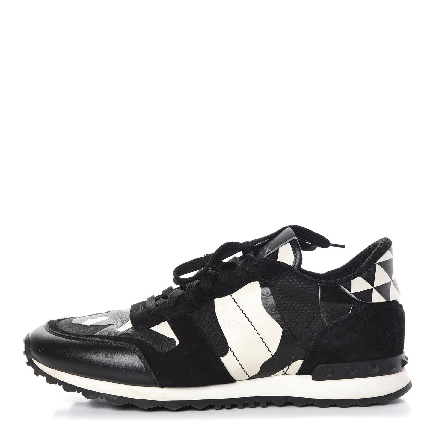 Nappa Suede Camouflage Mens Rockrunner Sneakers 44 Black White