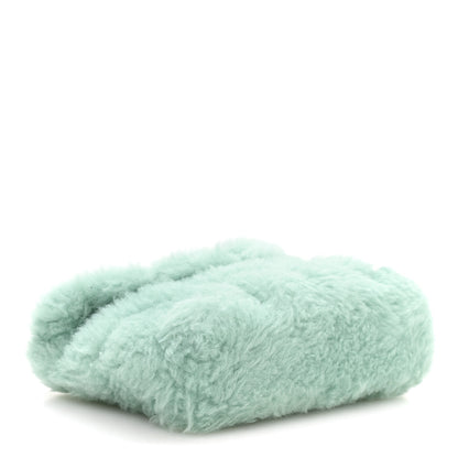 Saint Laurent Shearling Quilted Monogram Loulou Puffer Pouch Clutch Iced Mint 5 of 8