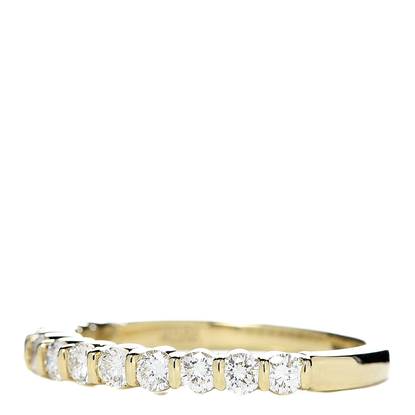 18K Yellow Gold Diamond Half Circle Band Ring 49 4.75