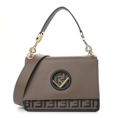 Fendi Vitello Century F is Fendi Bi-Color FF 1974 Embossed Kan I Shoulder Bag Maya Black 1 of 9