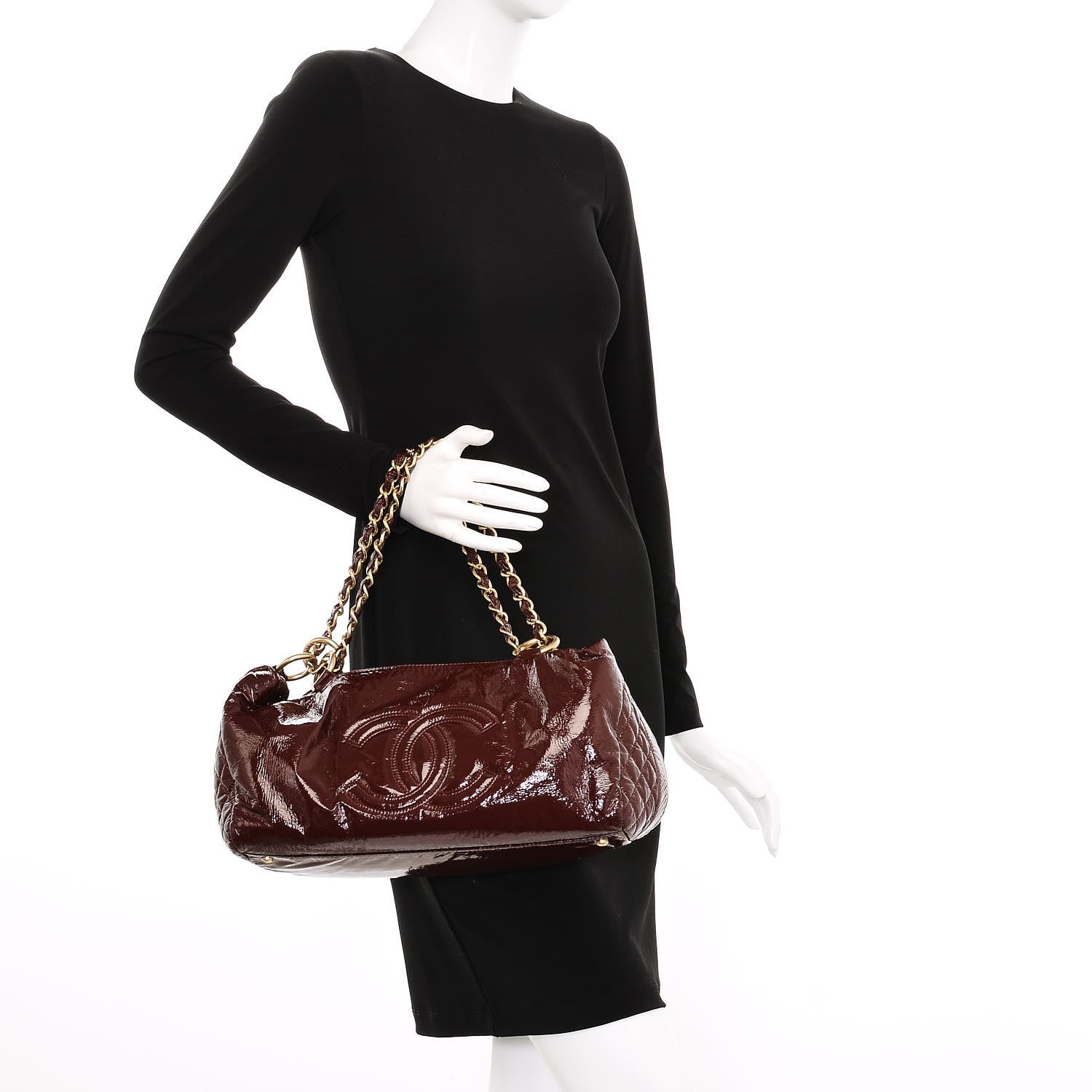 Chanel Vinyl Medium Rock and Chain Bowler Bordeaux 2 of 7