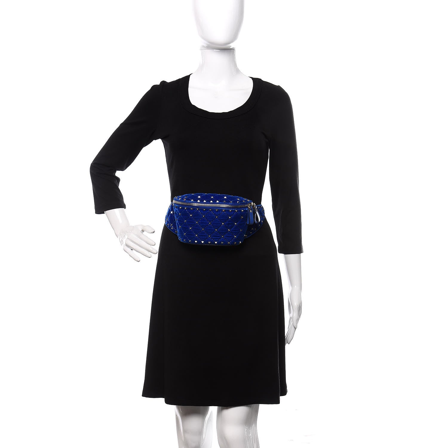 Valentino Garavani Velvet Rockstud Spike Belt Bag 75 Acid Blue 2 of 10