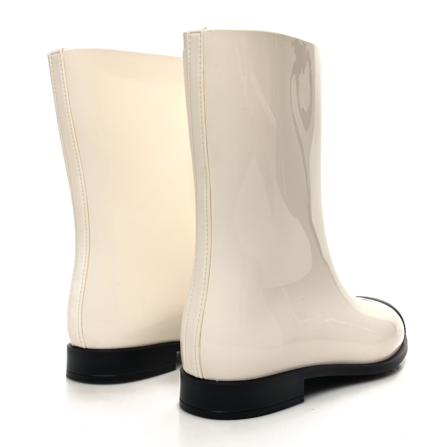 Rubber Rain Boots 39 Ivory Black