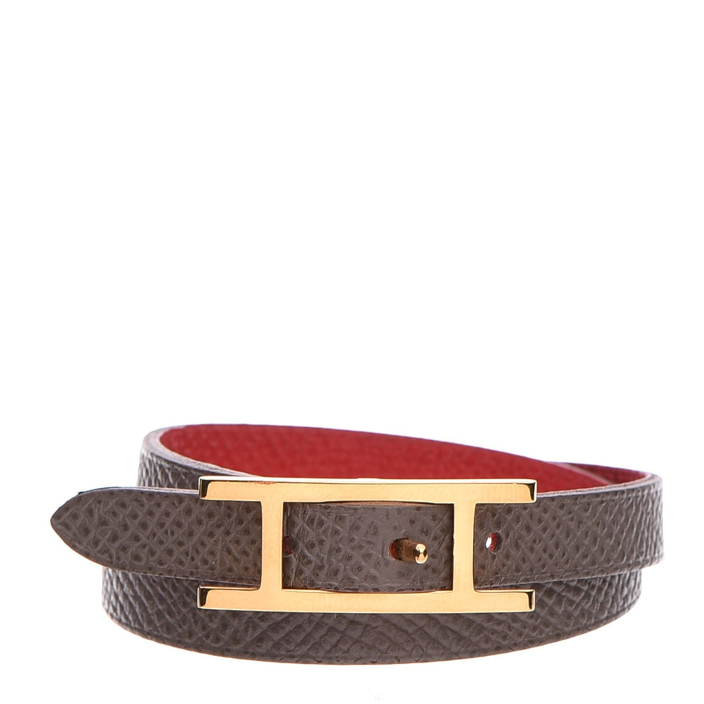 Epsom Behapi Double Tour Bracelet XS Rouge Casaque Etain