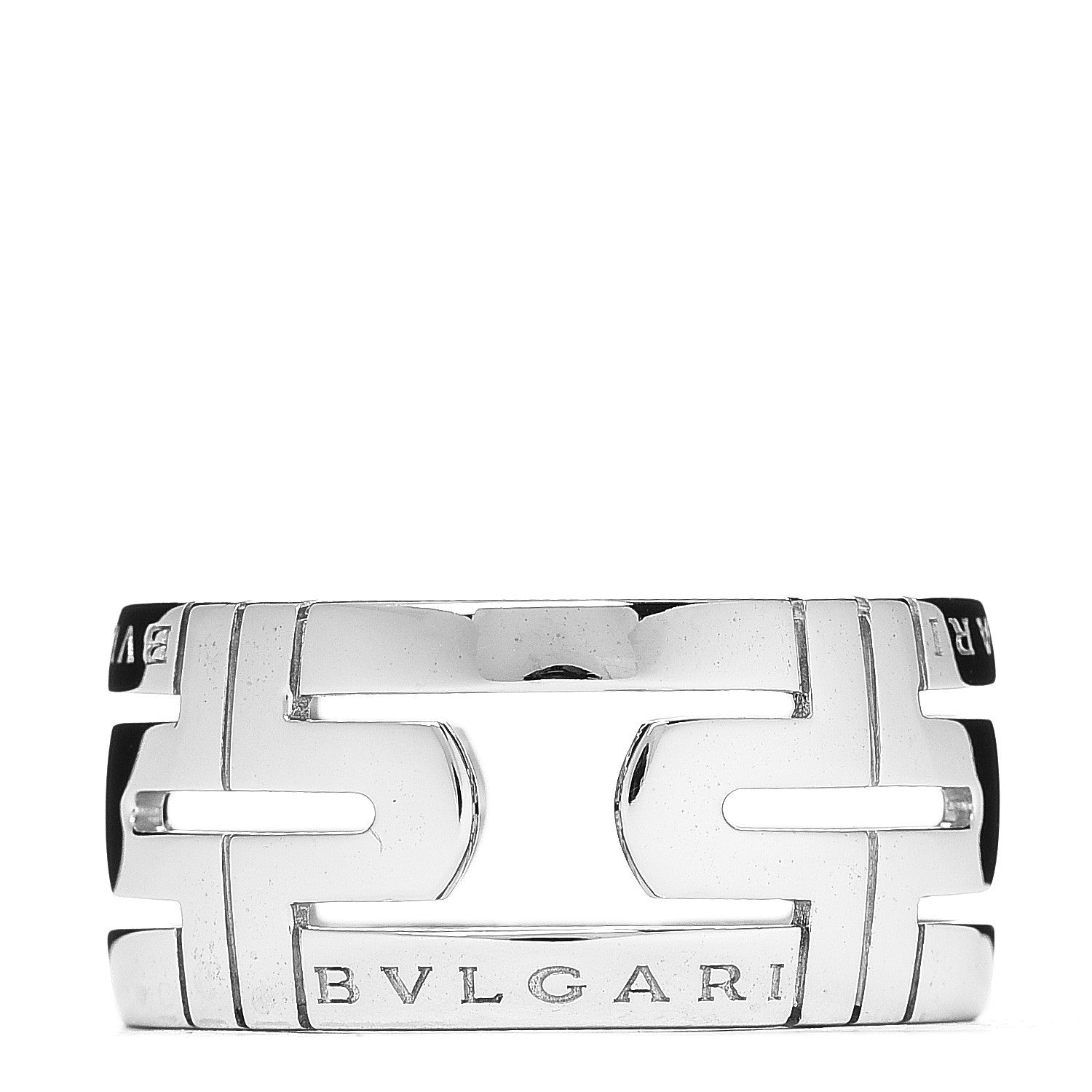 Bulgari 18K White Gold Wide Parentesi Band Ring 61 9.5 1 of 3
