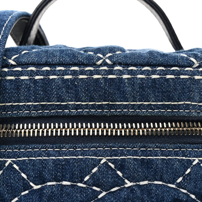 Chanel Denim Quilted Denim Trip Vanity Cosmetic Case Blue 8 of 10