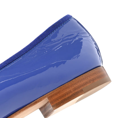 Chanel Patent Calfskin CC Cap Toe Ballerina Flats 39 Blue 10 of 11