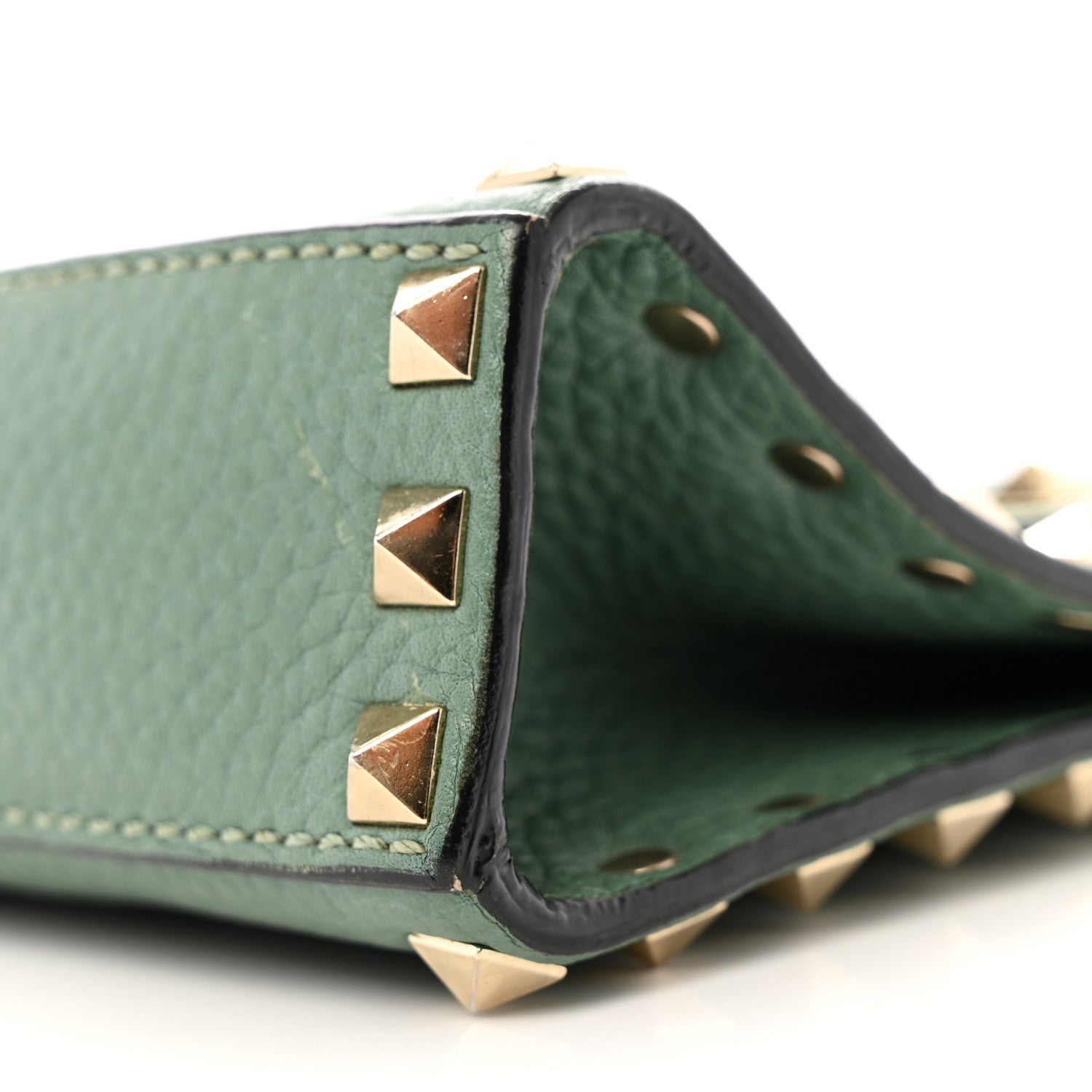 Valentino Garavani Pebbled Calfskin Medium Rockstud Flip Lock Crossbody Bag Light Green 9 of 16