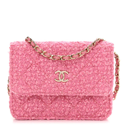 Chanel Tweed Quilted Flap Chain Waist Bag Pink 1 of 12