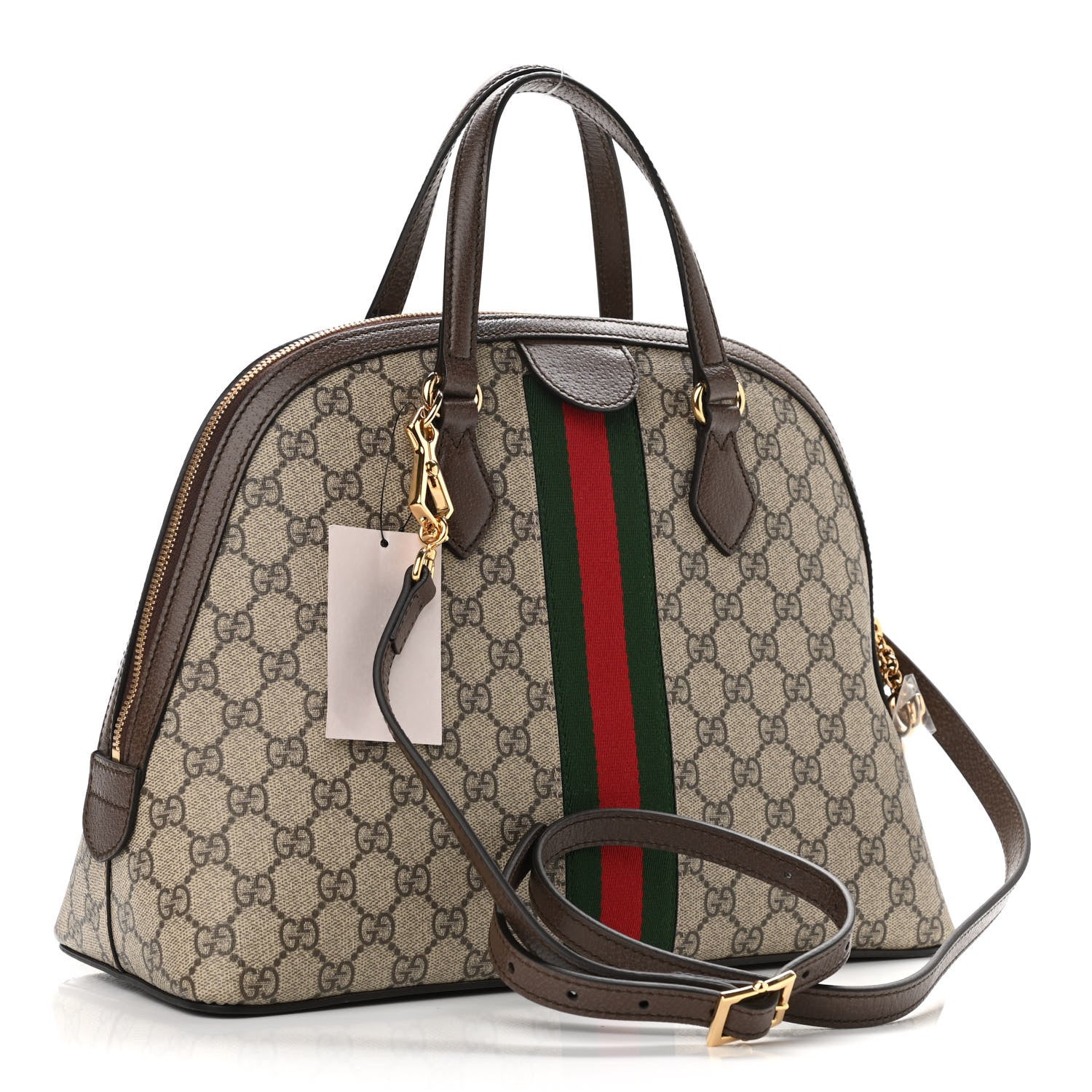 Gucci GG Supreme Monogram Web Medium Ophidia Top Handle Dome Bag Brown 3 of 10