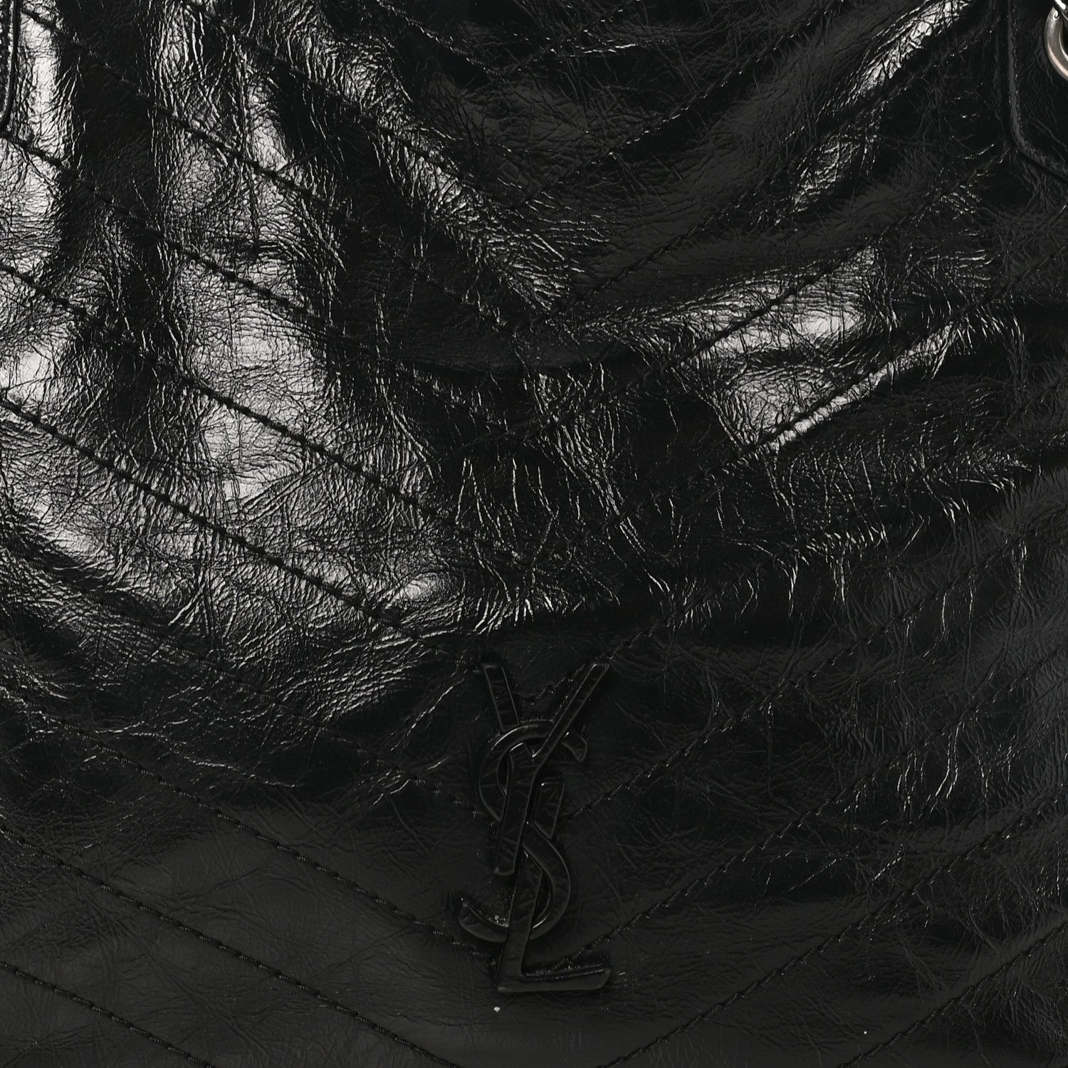 Saint Laurent Crinkled Calfskin Matelasse Monogram Medium Niki Shopper Tote Black 8 of 10