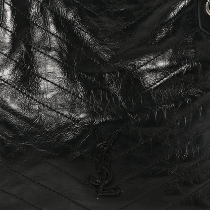 Saint Laurent Crinkled Calfskin Matelasse Monogram Medium Niki Shopper Tote Black 8 of 10