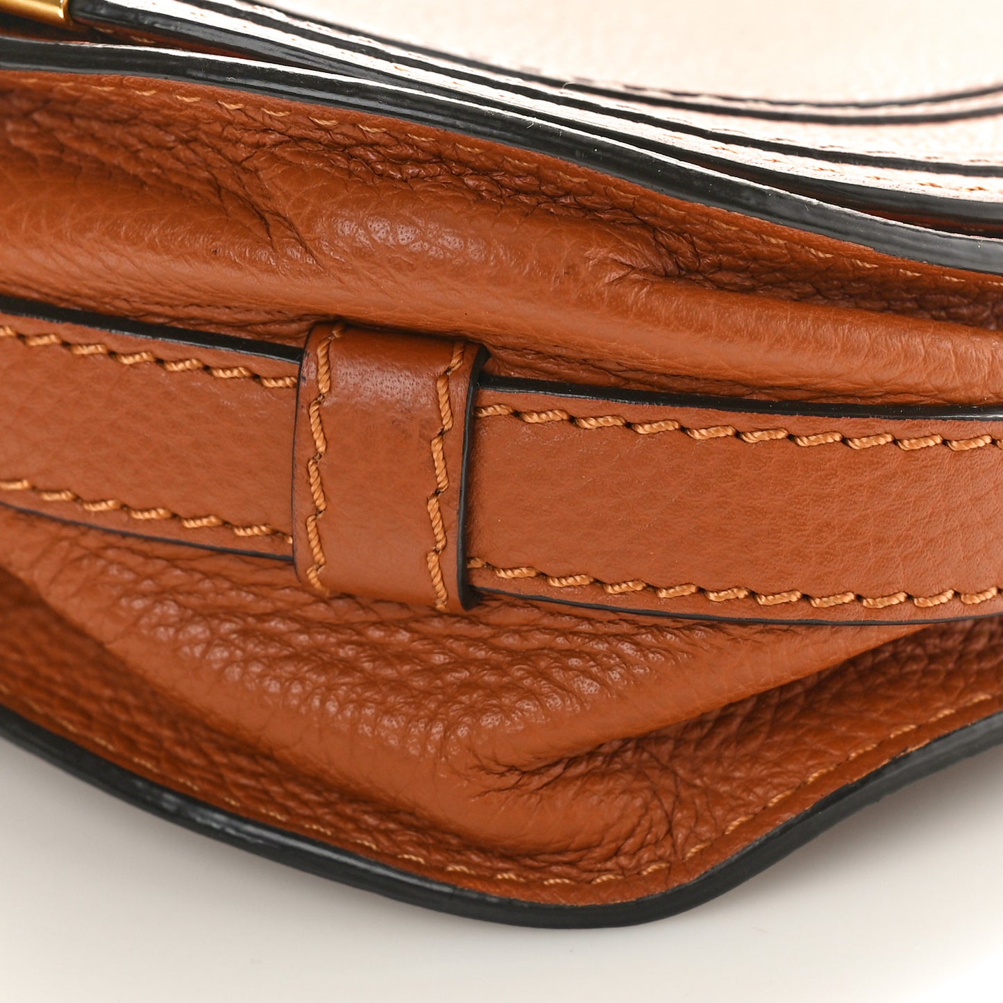 Grained Calfskin Small Marcie Saddle Bag Tan