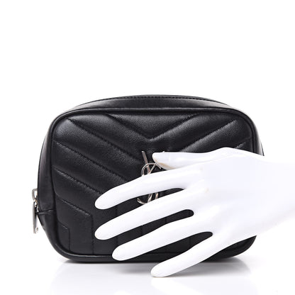 Saint Laurent Lambskin Y Quilted Monogram Loulou Cosmetic Case Black 2 of 11