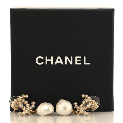 Chanel Crystal Pearl CC Drop Earrings Gold 5 of 5