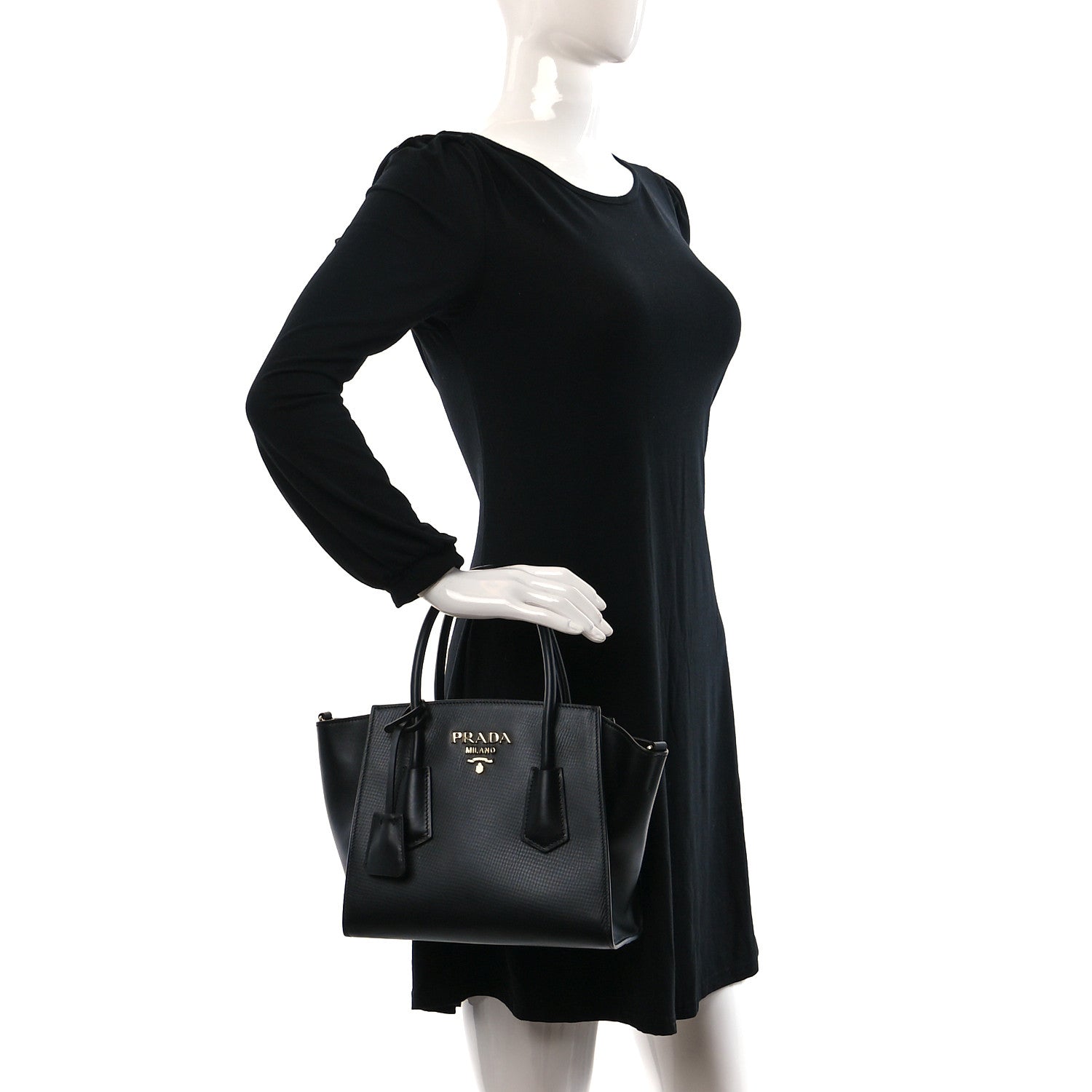 Prada Vitello Satchel Black 2 of 8